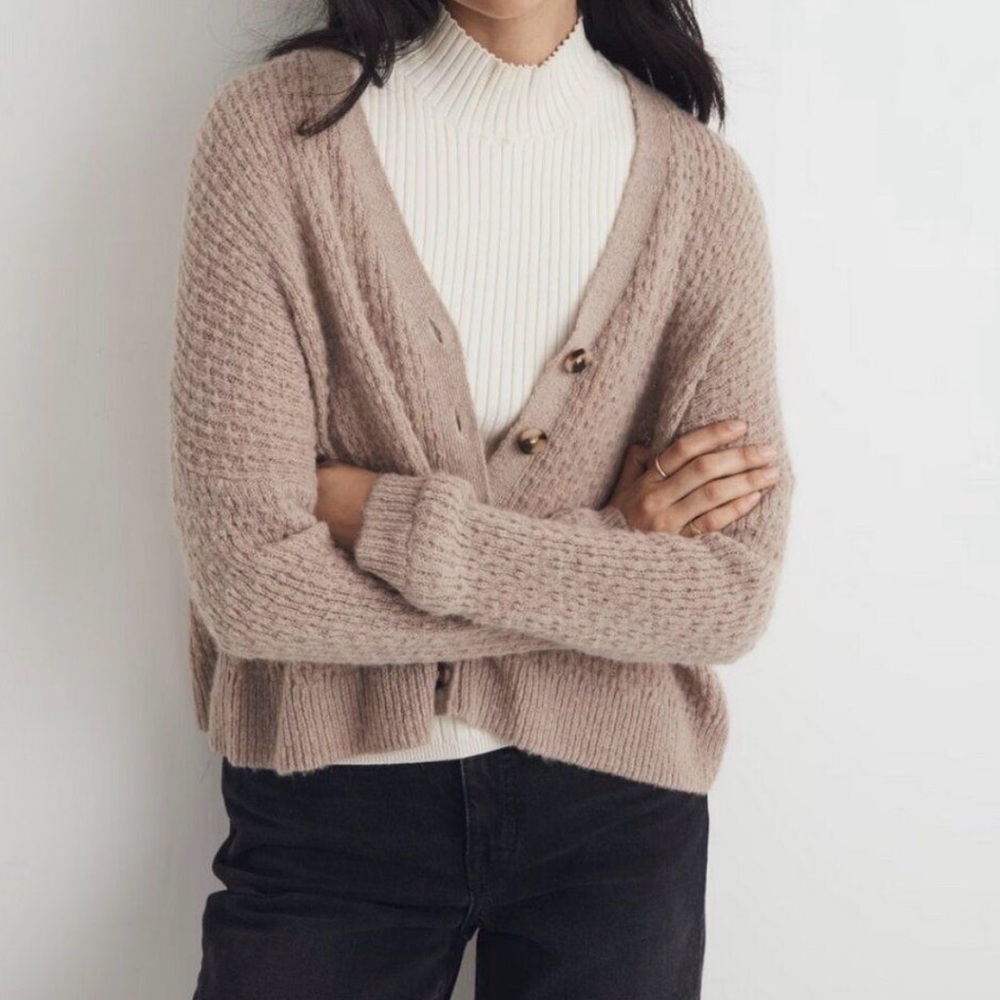 Madewell Women's Medium Mayfair Sweater Button Cardigan Heather Brush